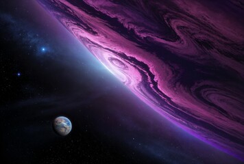 Wall Mural - Imaginary purple planets and nebulae
