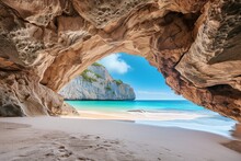 AI Generated Illustration Of A Scenic Coastal Landscape With A Stunning Sea Cave