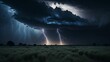 AI generated illustration of an intense storm with dark clouds rolling in from the horizon