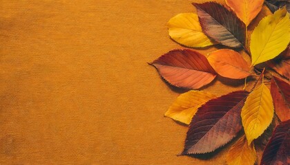 Wall Mural - orange canvas background surface of fabric texture in autumn leaves color