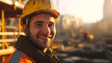 Fototapeta  - 笑顔で仕事をする現場作業員の男性