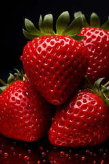 Wall Mural - red strawberries on a dark background