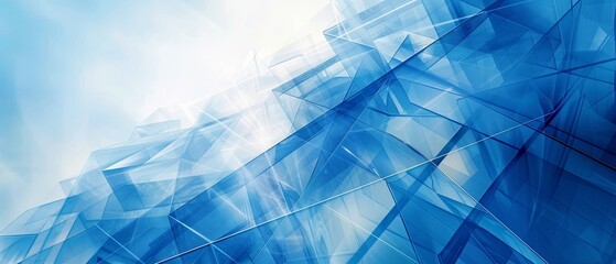 Poster - Blue Abstract Background With Lines and Shapes