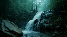 Rainy Day Waterfall: Generative AI's Vision