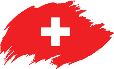 Wall Mural - Switzerland flag painted with brush on white background