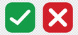 © Kakal CF ID 4016033 - Set of red X and green check mark icons. Cross and tick symbols isolated on Transparent  background.