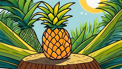 Wall Mural - pineapple fruit clipart cartoon