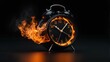 Time Ablaze: Black Clock on Fire Against Isolated Black Background.
Conceptual, Symbolic and Meaningful art