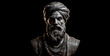 Turban sikh marble statue looking straight with a tense expression. Punjabi bust sculpture. 
