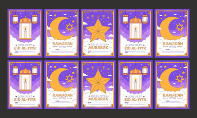 Wall Mural - happy celebrate ramadan day vector illustration flat design template