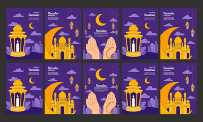 Wall Mural - happy celebrate ramadan day vector illustration flat design template