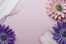 Adorable Dahlia Flower Accents On Dreamy Pink Marble Background