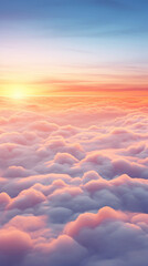 Wall Mural - Beautiful sunrise sky above clouds with dramatic light in the morning.