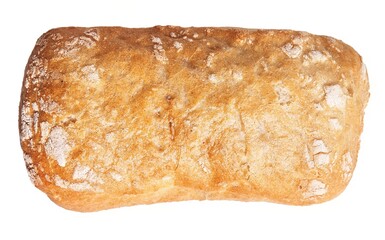 Sticker - Closeup isolated image of a crusty loaf of bread on a white background perfect for bakery or nutrition themes.