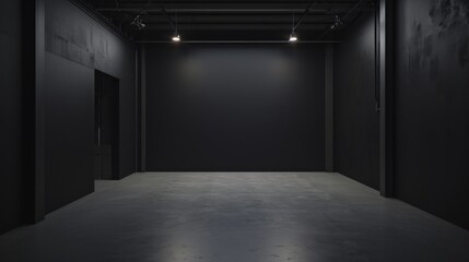 Canvas Print - Empty space in black color. Studio room 