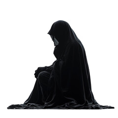 Sticker - Silhouette Cloak Man Sit Isolated