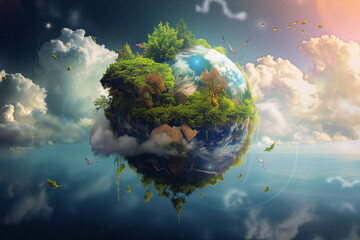 Wall Mural - World environment and Earth Day concept with colorful globe and eco friendly enviroment.