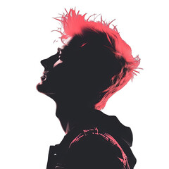 Poster - Silhouette Pink Punk Hair Man