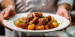 Serving of Authentic Hungarian Goulash with Potatoes by Chef
