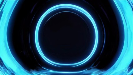 Wall Mural - blue purple abstract circular radial tunnel lines background, data flow. the camera rotates and move