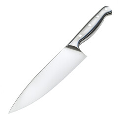 A professional stainless steel kitchen knife  isolated on transparent background.