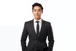 © AnyPic289 - Portrait of a Young Asian businessman in a formal standing pose isolated on a white background.