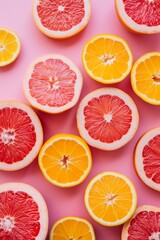Aufkleber - Orange, lemon, grapefruit citrus slices  on white background