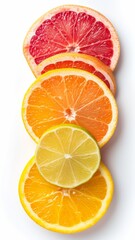 Aufkleber - Orange, lemon, red grapefruit citrus slices  on white background