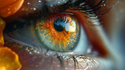 Poster - Close Up of a Persons Blue Yellow Eye