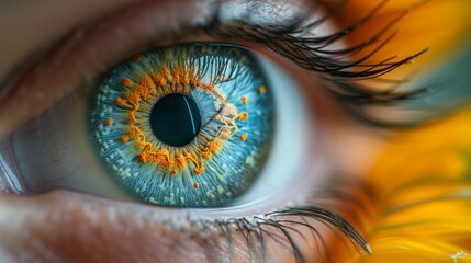 Poster - Close Up of a Persons Blue yellow Eye