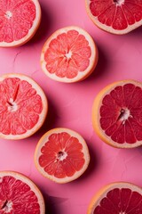 Aufkleber - halved grapefruit placed on a pink surface