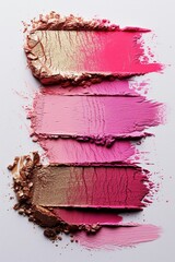 Poster - Lipstick  swatches in pink and gold hues on a white background