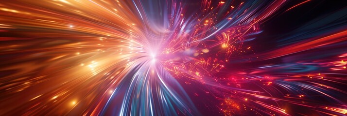 Poster - Abstract glowing light 3D digital technology background for science, education, technological processes, AI, digital storage neural networks, graphic and sound forms