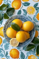 Poster - A bowl filled with fresh lemons sitting on top of a table.