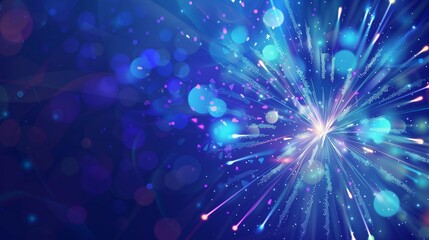 Wall Mural - colorful fireworks on a blue background, new year's banner, background for christmas