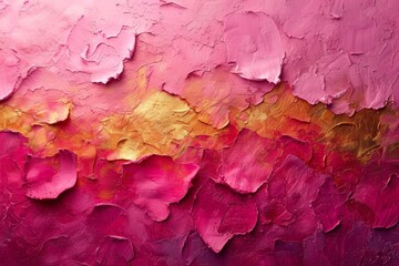 Leinwandbilder - An abstract painting featuring vibrant pink and yellow colors.