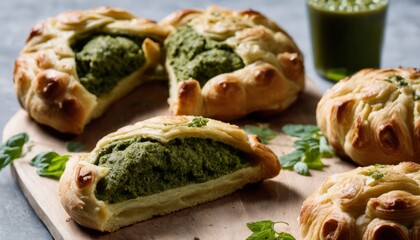 Canvas Print - A tray of bread with green stuff on it