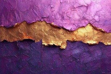 Poster - Abstract textured art with vibrant purple and gold layers.