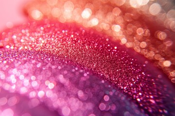 Aufkleber - A detailed view of sparkling pink and purple glitter particles.