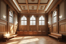 Elegant Judicial Courtroom With Ornate Design
