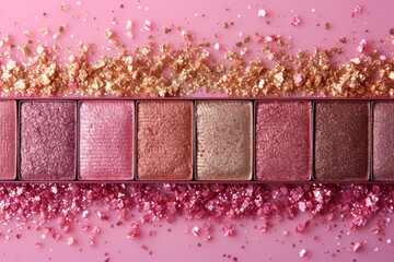 Aufkleber - A detailed view showcasing the vibrant pink and gold colors of the eyeshadow.