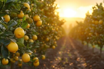 Poster - A thriving tree brimming with numerous ripe lemons, showcasing a bountiful harvest.