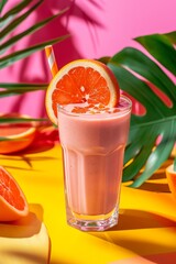 Aufkleber - Refreshing Pink Drink With a Slice of Orange on the Side