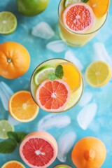 Aufkleber - Close-Up of Glass With Grapefruit and Lime Drink