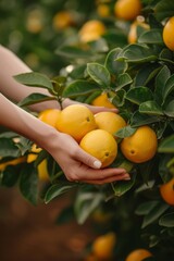 Poster - Person Holding a Bunch of Lemons on a Tree
