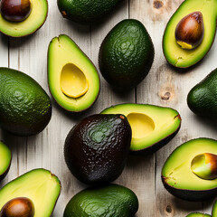 Wall Mural - avocados on wooden table