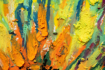  Conceptual abstract picture drawn with oil pastels. Closeup of an oil painting on paper.