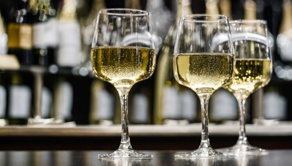 Sticker - Two wine glasses filled with white wine