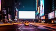 © Sergio Lucci - Bright city street with large blank billboard at night