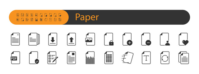 set of paper icons, document, office